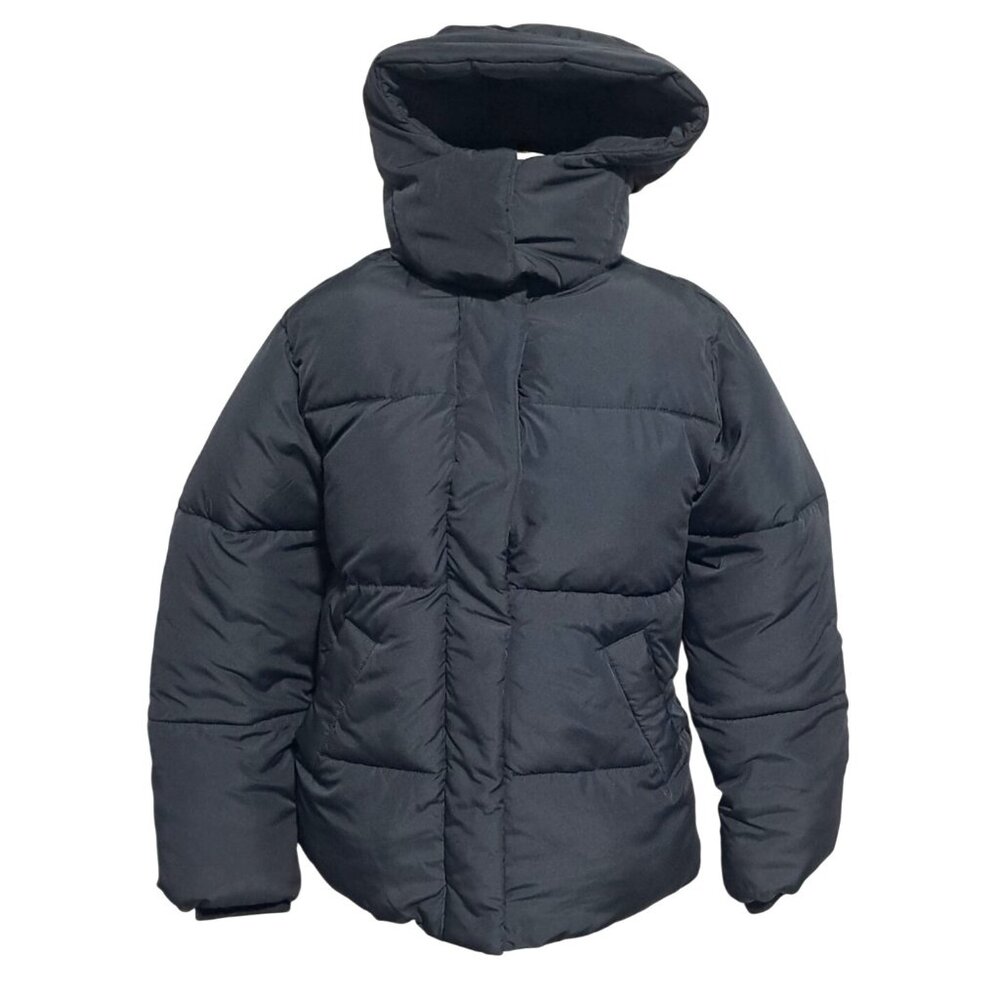 Abercrombie &β Fitch Womens S Black Puffer Jacket Hood & Sherpa-Lined Water Wind